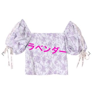 エイミーイストワール(eimy istoire)の新品♡ Amanda flower eimy ribbon シャーリングトップス(カットソー(半袖/袖なし))