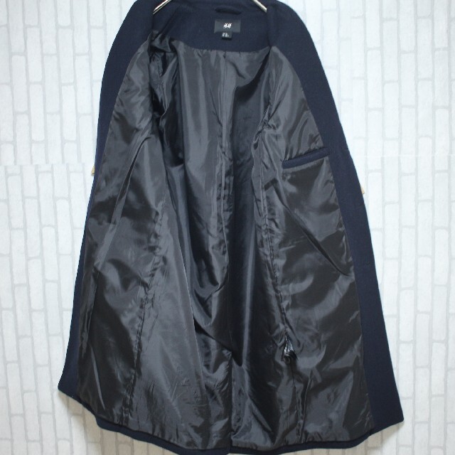 H&M(エイチアンドエム)のH&M　チェスターコート　ロング　ネイビー　エイチアンドエム メンズのジャケット/アウター(チェスターコート)の商品写真