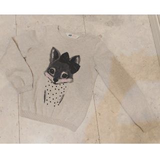 エイチアンドエム(H&M)のH&M 鹿さんのかわいい 上品ベージュトップス/セーター/ニット 長袖(ニット)