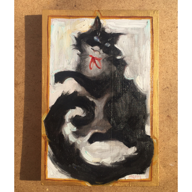 黒猫 油絵 絵画 原画 手描き ファッション 62.0%OFF www.gold-and-wood.com