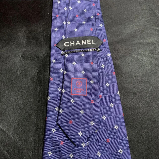 【超美品】CHANEL シャネル ネクタイ ココマーク チェック柄 ブルー