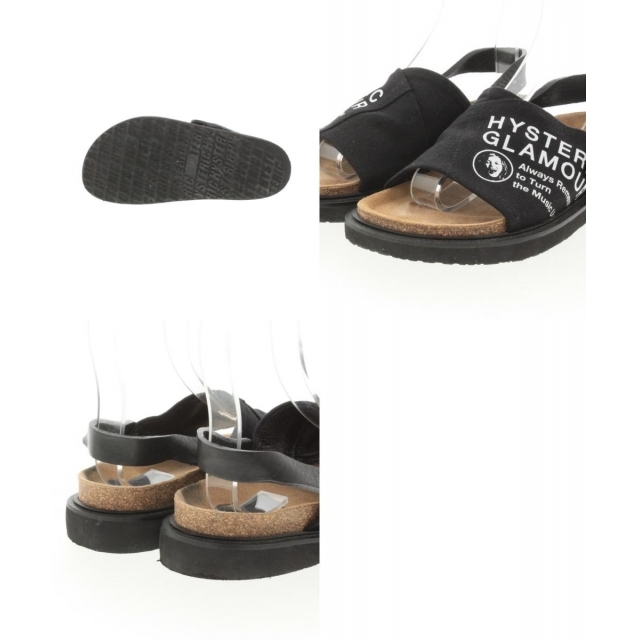 HYSTERIC GLAMOUR サンダル クリアx黒 0273725E0014 限定色 ヒステリックグラマー ロゴスタッズ フットベット レザー
