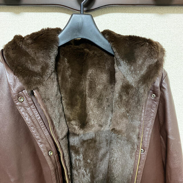 未使用毛皮ライナー付きラムレザーコート レディースのジャケット/アウター(毛皮/ファーコート)の商品写真