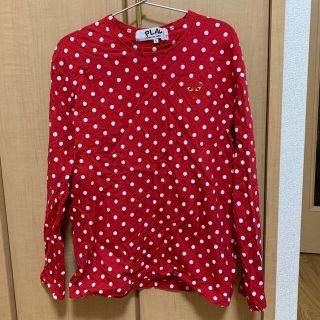 コムデギャルソン(COMME des GARCONS)のプレイコムデギャルソン ドット長袖Tシャツ 水玉 レッドxホワイト(Tシャツ/カットソー(七分/長袖))