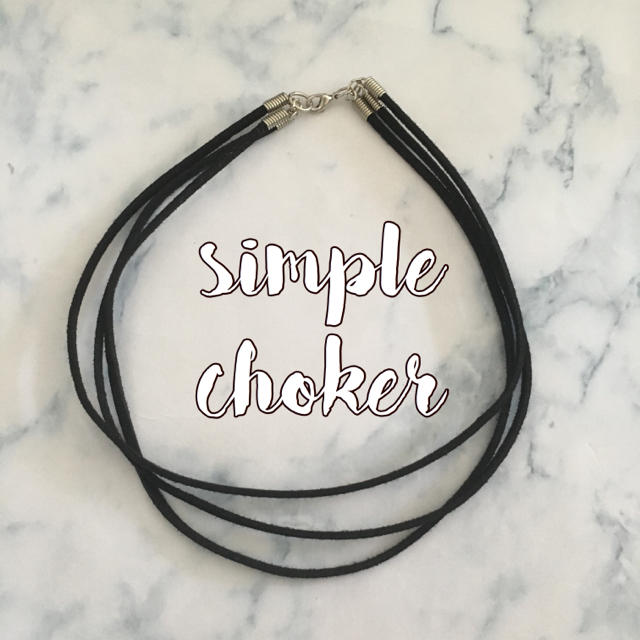 シンプル チョーカー ブラック レザー ハンドメイドのアクセサリー(ネックレス)の商品写真