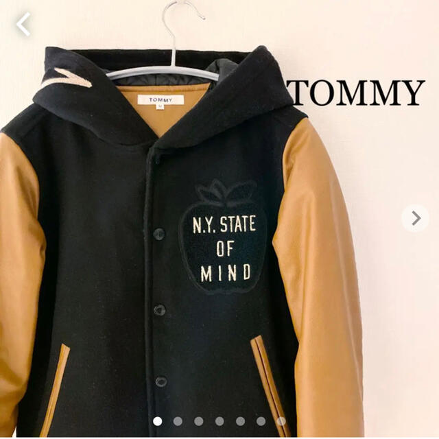 TOMMY(トミー)のTOMMY トミー　スタジャン　フード付き　Mサイズ　ブラック/ブラウン  メンズのジャケット/アウター(スタジャン)の商品写真