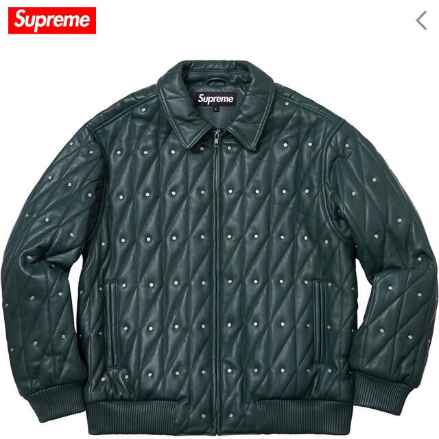 最旬ダウン Supreme - Jacket Leather Studded Quilted Supreme レザージャケット