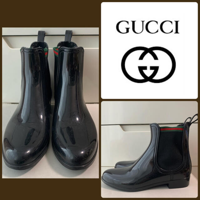 Gucci(グッチ)のGUCCI ブラックラバー　シェリーライン　レインブーツ レディースの靴/シューズ(レインブーツ/長靴)の商品写真