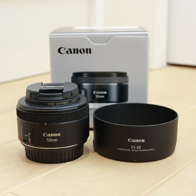 極美品 Canon EF50mm F1.8 STM 純正フード 保護フィルター付 - レンズ