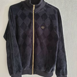 【極美品】FRED PERRY ベロア ジャージ ワンポイントロゴ 黒×金 M