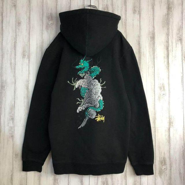 古着はじめましたレディースも【超絶入手困難】90sOLDSTUSSY　刺繍ロゴ　龍　ドラゴン　ジップパーカー