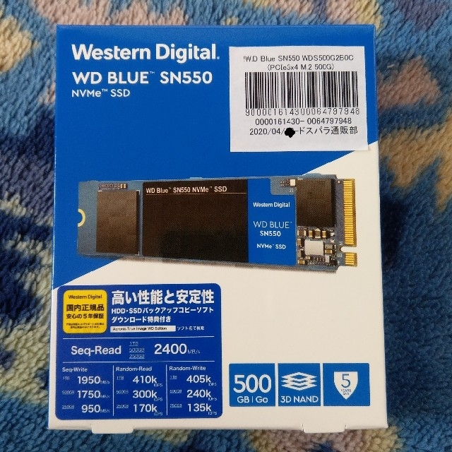 WD Blue SN550 500GB M.2 NVMe SSDPCパーツ