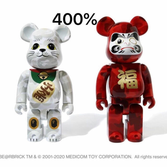 A BATHING APE(アベイシングエイプ)のNEW YEAR BE@RBRICK BAPE 招き猫 & 達磨 400%  エンタメ/ホビーのフィギュア(その他)の商品写真