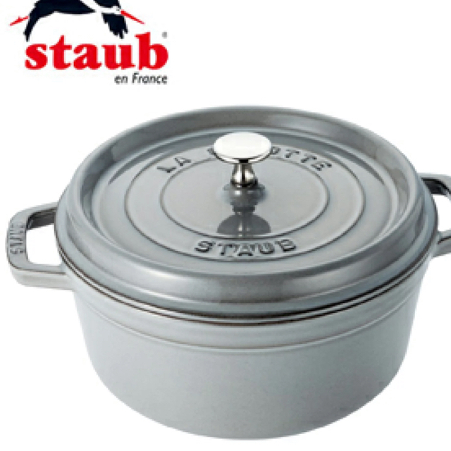 STAUB(ストウブ)の【新品未使用】Staub ストゥブ　ピコ•ココットラウンド　グレー　24cm インテリア/住まい/日用品のキッチン/食器(鍋/フライパン)の商品写真