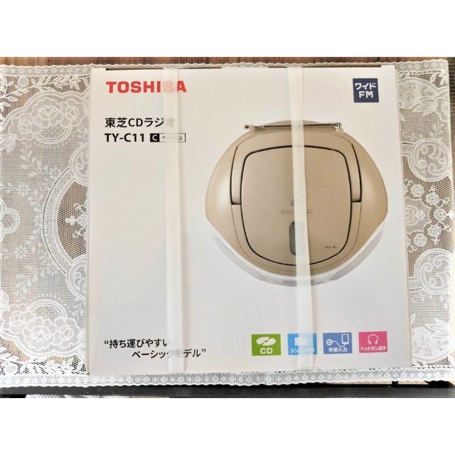 東芝(トウシバ)の東芝　CDラジオ　TY-C11 ワイドFM 外部入力　CDプレーヤー スマホ/家電/カメラのオーディオ機器(ラジオ)の商品写真