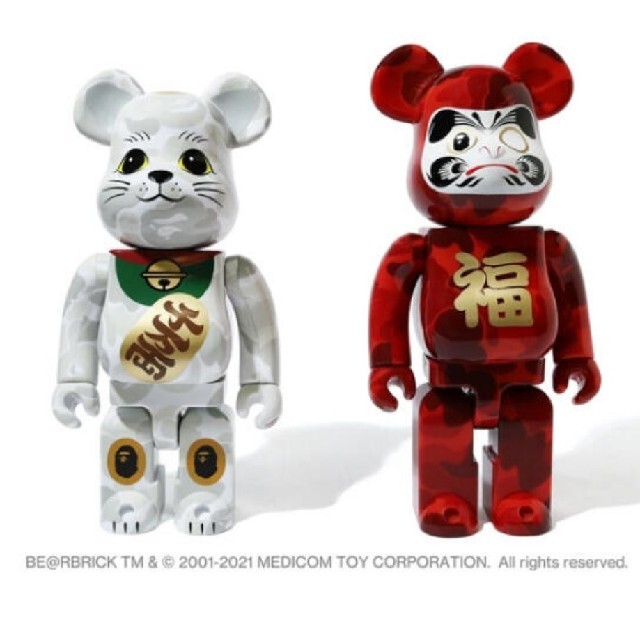 MEDICOM TOY(メディコムトイ)のノベルティ付 BAPE x Be@rbrick 400% 招き猫 達磨 セット エンタメ/ホビーのフィギュア(その他)の商品写真