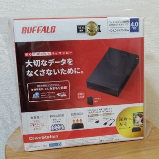 バッファロー(Buffalo)の新品　BUFFALO  4.0TB  パソコン&テレビ録画用外付けハードディスク(その他)