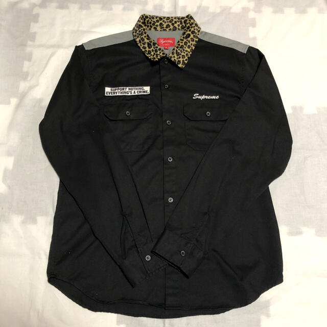 Supreme leopard collar work shirt black