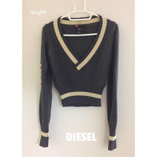 ディーゼル(DIESEL)の【美品】 DIESEL コットンVネックニット＊グレーXS(ニット/セーター)