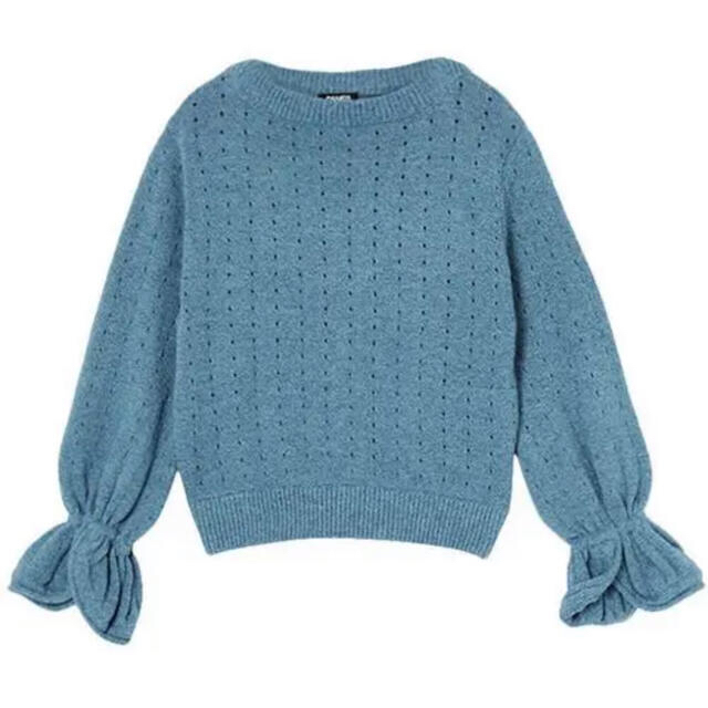 PAMEO POSE(パメオポーズ)のTulip sleeves knit top インディゴブルー未使用¥16060 レディースのトップス(ニット/セーター)の商品写真