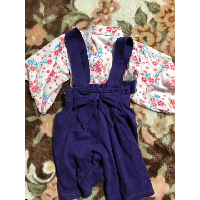 袴　ロンパース　90 キッズ/ベビー/マタニティのキッズ服女の子用(90cm~)(和服/着物)の商品写真