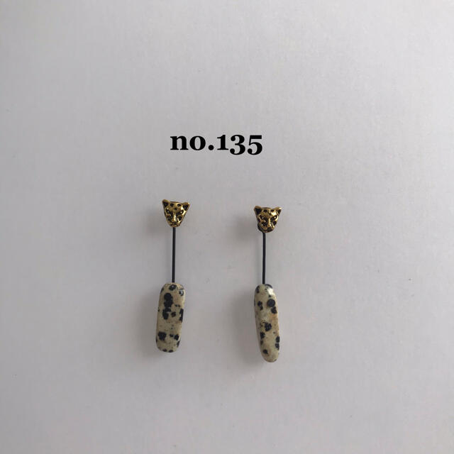 no.135 ダルメシアンジャスパー 天然石ピアス イヤリング ハンドメイド