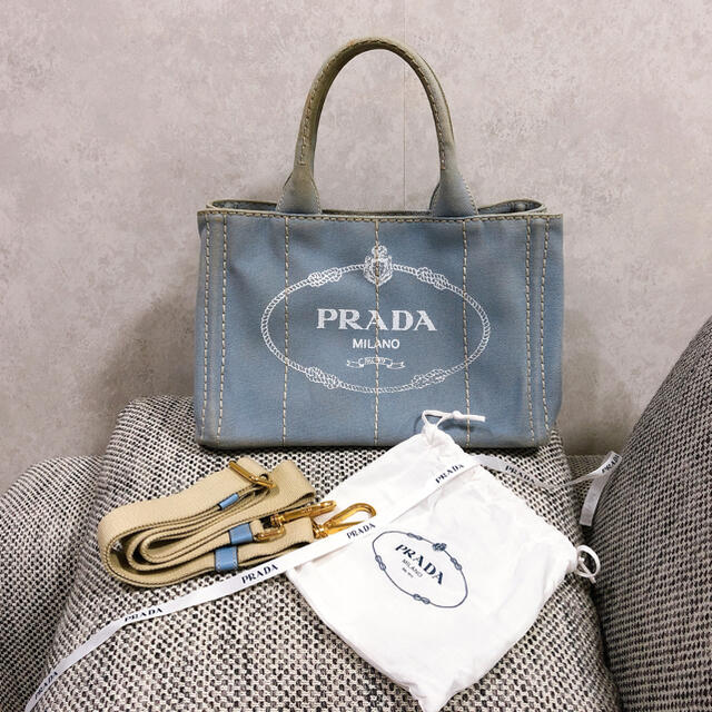 ????PRADA????カナパ????ブルーグレー