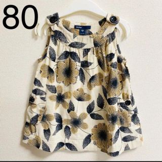 ベビーギャップ(babyGAP)の【baby Gap】コーデュロイ 花柄 ワンピース 80(ワンピース)