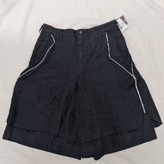 コムデギャルソンオムプリュス(COMME des GARCONS HOMME PLUS)の【新品】コムデギャルソンオムプリュス　ポリ縮レイヤードショーツ　ブラック(ショートパンツ)