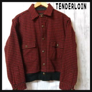 テンダーロイン(TENDERLOIN)のTENDERLOIN ブルゾン チェック ジャケット 千鳥格子 赤 黒 S(ブルゾン)