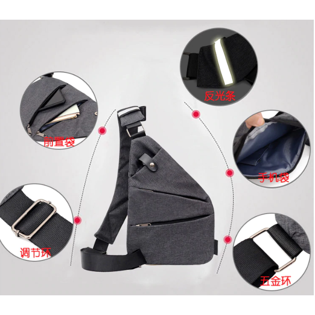 超軽量メンズクロスボディバック（右利き用）　ブラック4 メンズのバッグ(メッセンジャーバッグ)の商品写真