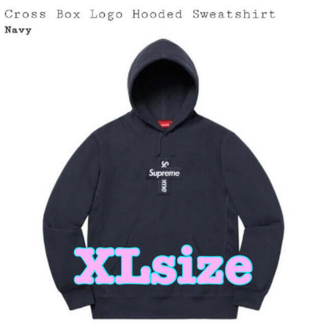 Supreme Cross Box Logo Hooded SweatshirtNavyネイビー紺SIZE