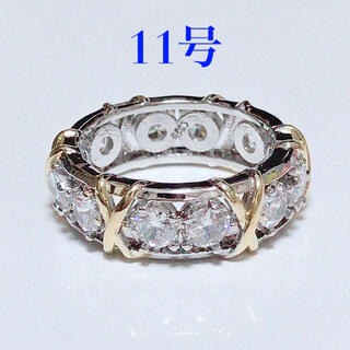 新品11号 最高級5A CZダイヤモンド ゴールドフィルド エタニティリング指輪(リング(指輪))