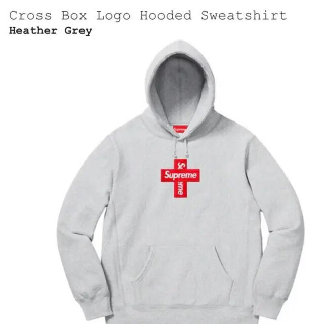 Supreme Cross Box Logo Hooded グレー Lサイズ