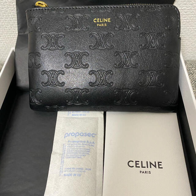 celine - フック付き コイン&カードポーチ エンボスドスムースカーフ