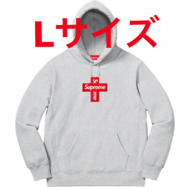 Supreme Cross Box Logo Hooded グレー Lサイズ