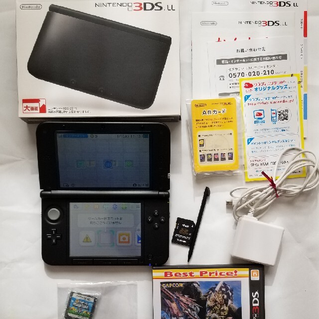 美品！ニンテンドー3DS LLブラック 充電器&ソフトつき - 携帯用ゲーム