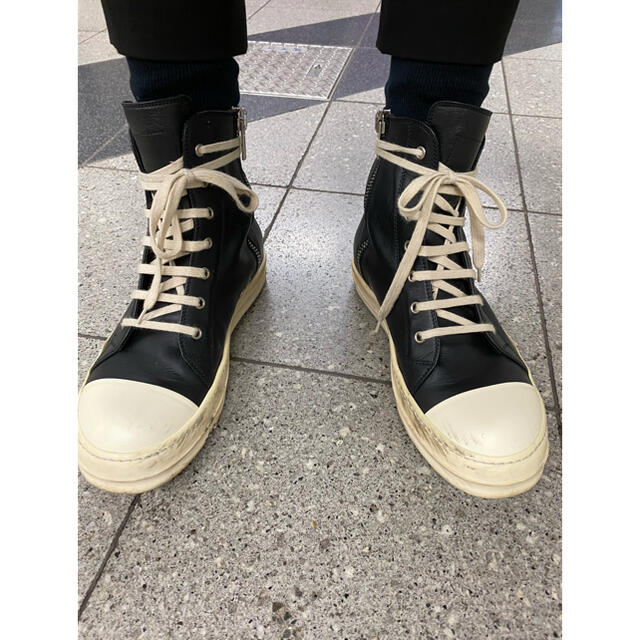 ○サイズ美品 Rick Owens ラモーンズ レザー スニーカー リックオウエンス