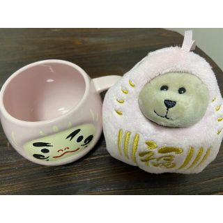 スターバックスコーヒー(Starbucks Coffee)の【新品未使用】スターバックス　だるま　マグカップ＆ぬいぐるみセット（ピンク）(グラス/カップ)
