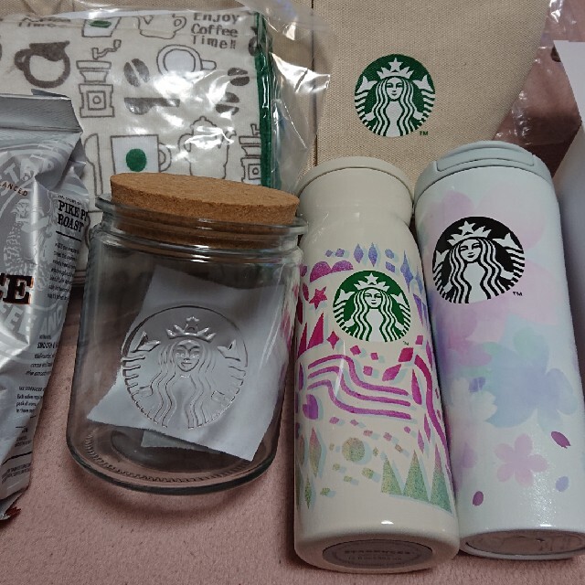 Starbucks Coffee(スターバックスコーヒー)のスタバ 福袋 2021 抜き取りなし 桜 ステンレス ボトル ドリンクチケット チケットの優待券/割引券(フード/ドリンク券)の商品写真