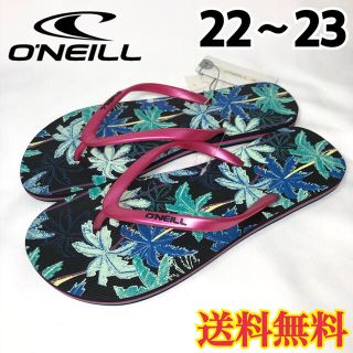 オニール(O'NEILL)の【新品】オニール キッズ ビーチサンダル ヤシの木  ブラック L(サンダル)