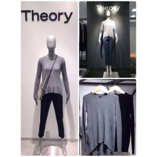 セオリー(theory)のtokio様専用　Theory リブ クルーネックウールニットカットソー　グレー(ニット/セーター)