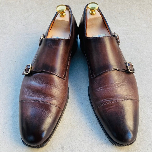 Santoni(サントーニ)のサントーニ Santoni 革靴 ダブルモンク 7.5 約26㎝ DBR 茶系 メンズの靴/シューズ(ドレス/ビジネス)の商品写真