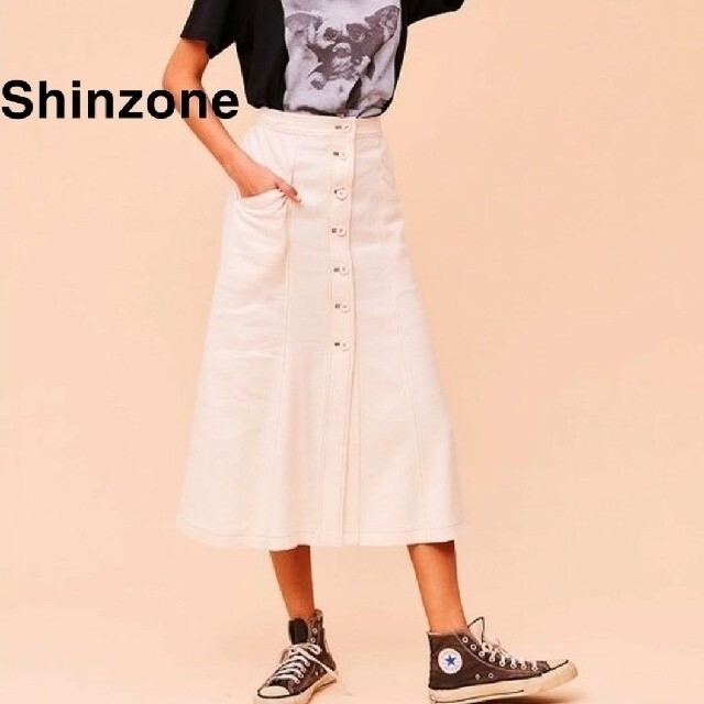 美品☆THE SHINZONE/ザ シンゾーン ボタンフロントスカート☆94着丈