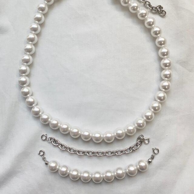 シルバーchangeable  pearl  necklace 3way