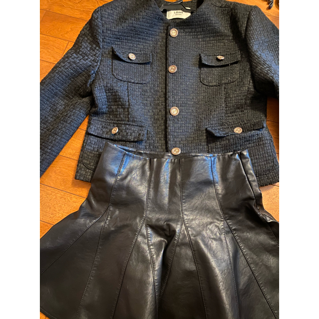 dholic(ディーホリック)のchuu ツイードジャケット　レザースカート　セット レディースのレディース その他(セット/コーデ)の商品写真