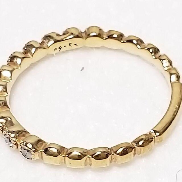新品☆アガット k10 0.09ct 7号ハーフエタニティ ミル打ちフリルリング
