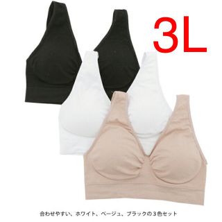 ノンワイヤー ブラジャー 3枚セット　3Ｌ ブラック  ホワイト(ブラ)