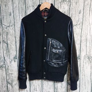 完売】 Schott ビンテージ加工 フルデコ 袖革スタジャン カウハイド