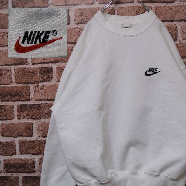 《ナイキ》90s　銀タグ　希少ホワイト　スウッシュNIKEロゴ　L相当　美品